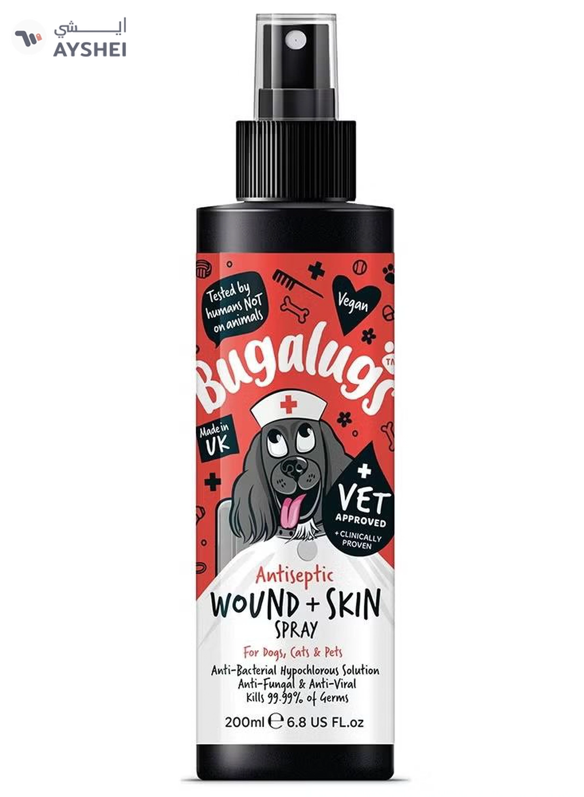 BUGALUGS Antiseptic Wound & Skin Spray 200ml (6.8 Fl Oz