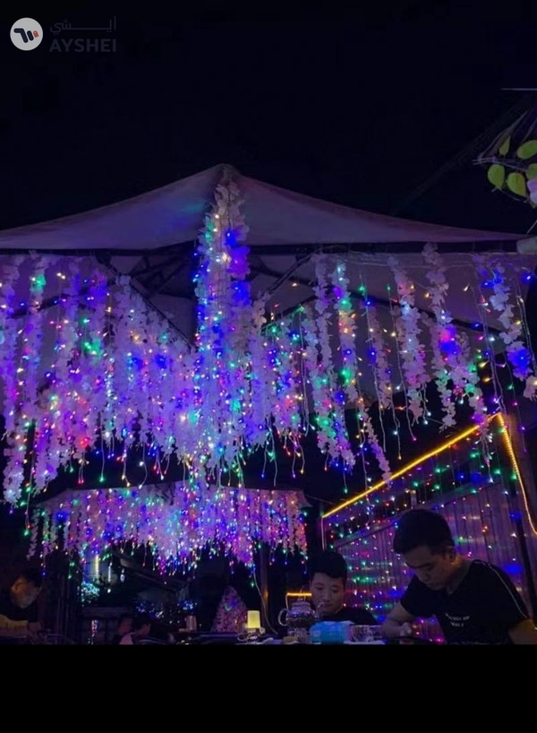 Yuwell 14 Meter 200 LED String Lights Decoration Lights RGB Light 8 Modes Led Light Clear Wire For Home Decorations Ramadan Lights Indoor & Outdoor Decoration Ramadan Decoration Light Diwali Lights Curtain Lights With 3-Pin UK Plug