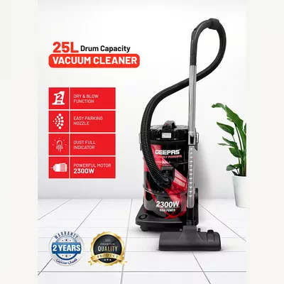 GEEPAS Drum Vacuum Cleaner With 25 L Dust Bag Capacity/Dry And Blow Function/Adjustable Suction Power And Multi-Filtration System/Dust Full Indicator & Perfect For Home, Apartments, Offices & Malls 25 L 2400 W GVC2598R Grey/Black-4