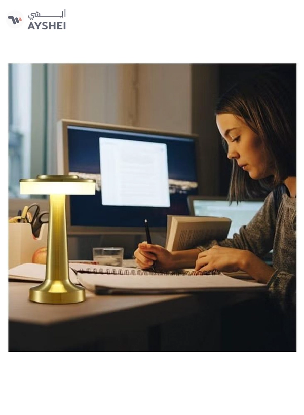 Yuwell Portable Led Table Lamp With 3 Light Color Modes With Touch Sensor 3-Levels Brightness Desk Lamp For Room Party And Restaurant Decor Gold