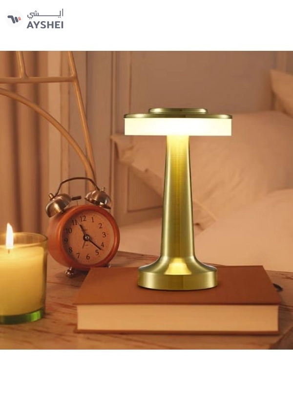 Yuwell Portable Led Table Lamp With 3 Light Color Modes With Touch Sensor 3-Levels Brightness Desk Lamp For Room Party And Restaurant Decor Gold