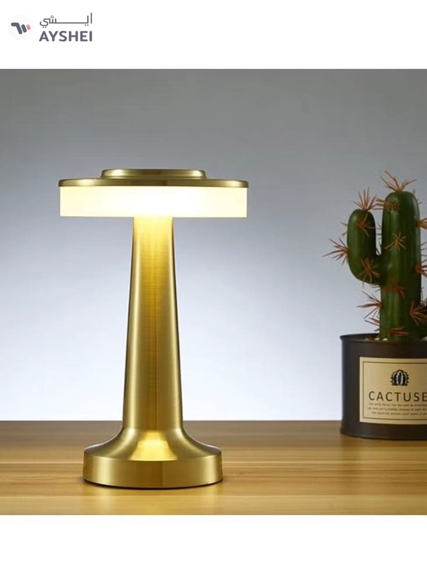 Yuwell Portable Led Table Lamp With 3 Light Color Modes With Touch Sensor 3-Levels Brightness Desk Lamp For Room Party And Restaurant Decor Gold