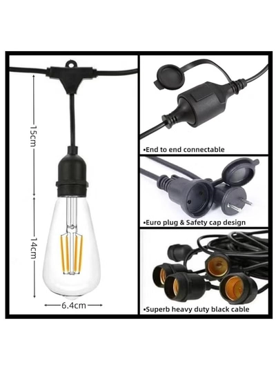 Yuwell Outdoor Waterproof IP65 Led String Lights E27 Holder 50 Meter Bulb Holder Wire With 100 Bulbs 4W ST64 Clear With EU Plug Solar Bulb Holder For Ramadan Decoration Lights And Outdoor Decoration Light Hanging Light String Wire Ramadan Light For Commercial Patio Garden & Porch Yard-5