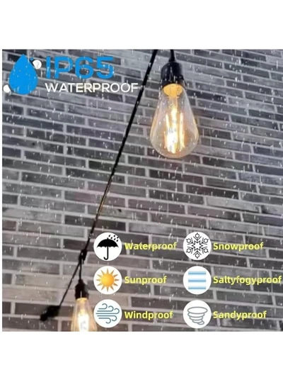 Yuwell Outdoor Waterproof IP65 Led String Lights E27 Holder 50 Meter Bulb Holder Wire With 100 Bulbs 4W ST64 Clear With EU Plug Solar Bulb Holder For Ramadan Decoration Lights And Outdoor Decoration Light Hanging Light String Wire Ramadan Light For Commercial Patio Garden & Porch Yard-6