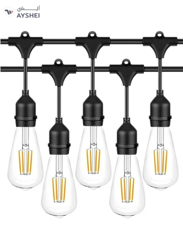 Yuwell Outdoor Waterproof IP65 Led String Lights E27 Holder 50 Meter Bulb Holder Wire With 100 Bulbs 4W ST64 Clear With EU Plug Solar Bulb Holder For Ramadan Decoration Lights And Outdoor Decoration Light Hanging Light String Wire Ramadan Light For Commercial Patio Garden & Porch Yard