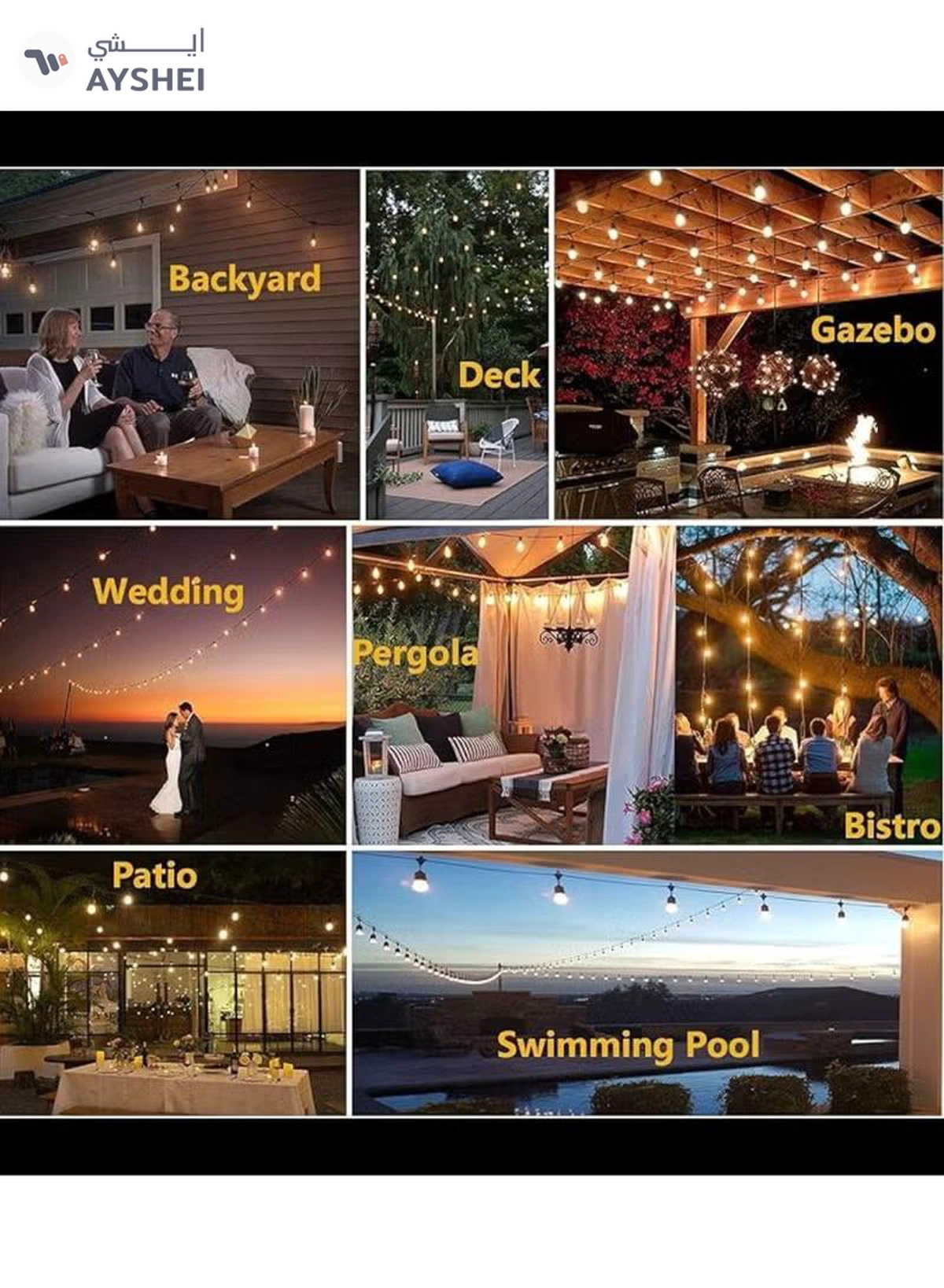 Yuwell Outdoor Waterproof IP65 Led String Lights E27 Holder 50 Meter Bulb Holder Wire With 100 Bulbs 4W ST64 Clear With EU Plug Solar Bulb Holder For Ramadan Decoration Lights And Outdoor Decoration Light Hanging Light String Wire Ramadan Light For Commercial Patio Garden & Porch Yard-3-3