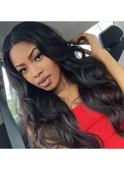 ORiTi Long Wave Wigs with Bangs, Natural Curly Wavy Hair Black Color Synthetic Wigs with Neat Bangs -0