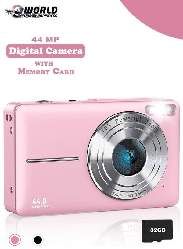 Eworld 44MP HD Digital Camera with 32GB Card, Compact Photo Camera 