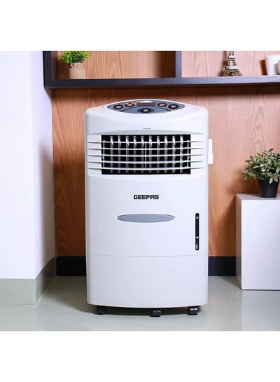 GEEPAS Air Cooler,45L Tank And Ice Compartment,Portable Ergonomic Design With 3 Wind Speed|LED Control Panel Remote 250 W GAC9495 White, Black-1