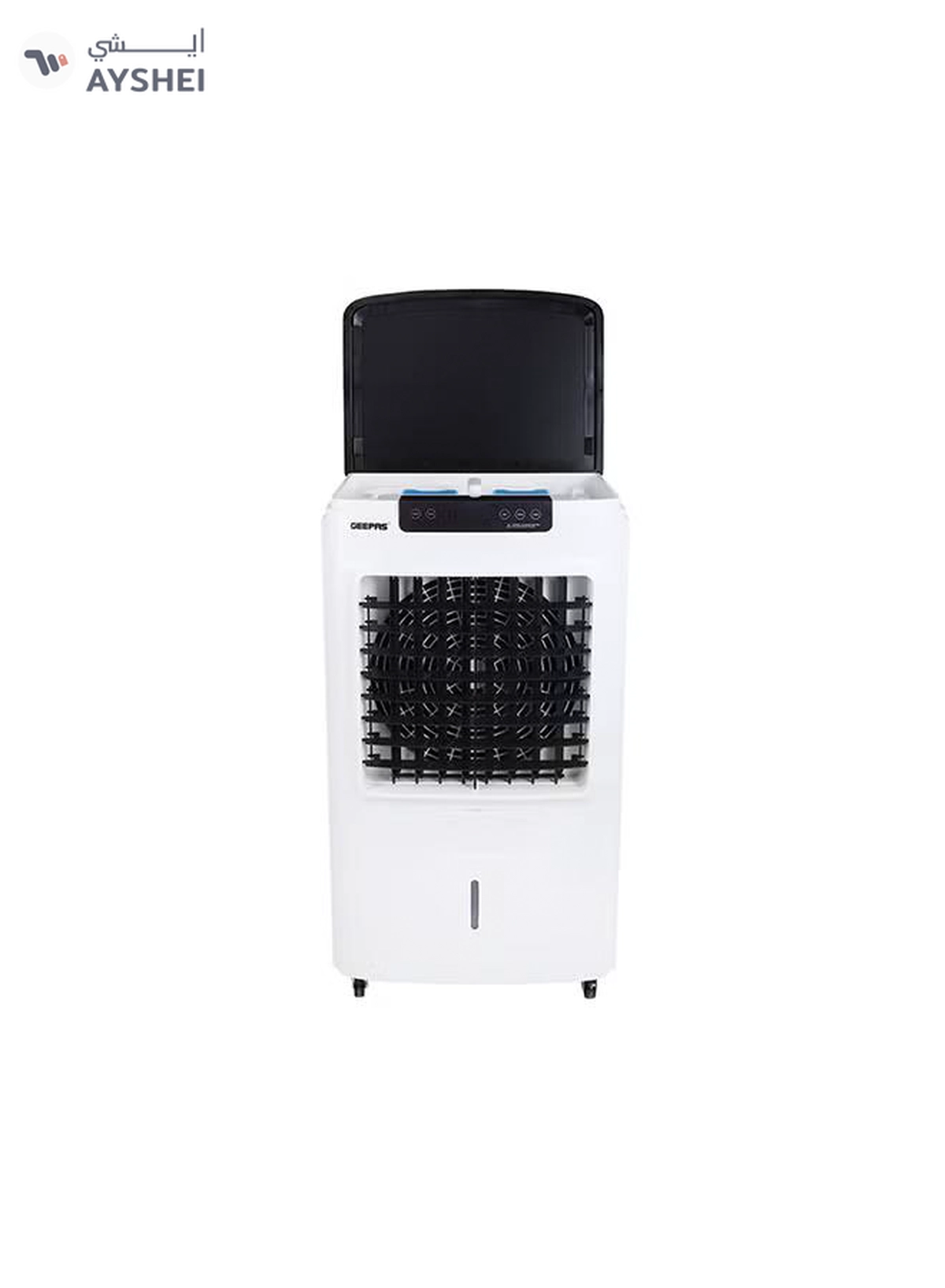GEEPAS Air Cooler,45L Tank And Ice Compartment,Portable Ergonomic Design With 3 Wind Speed|LED Control Panel Remote 250 W GAC9495 White, Black-3-3