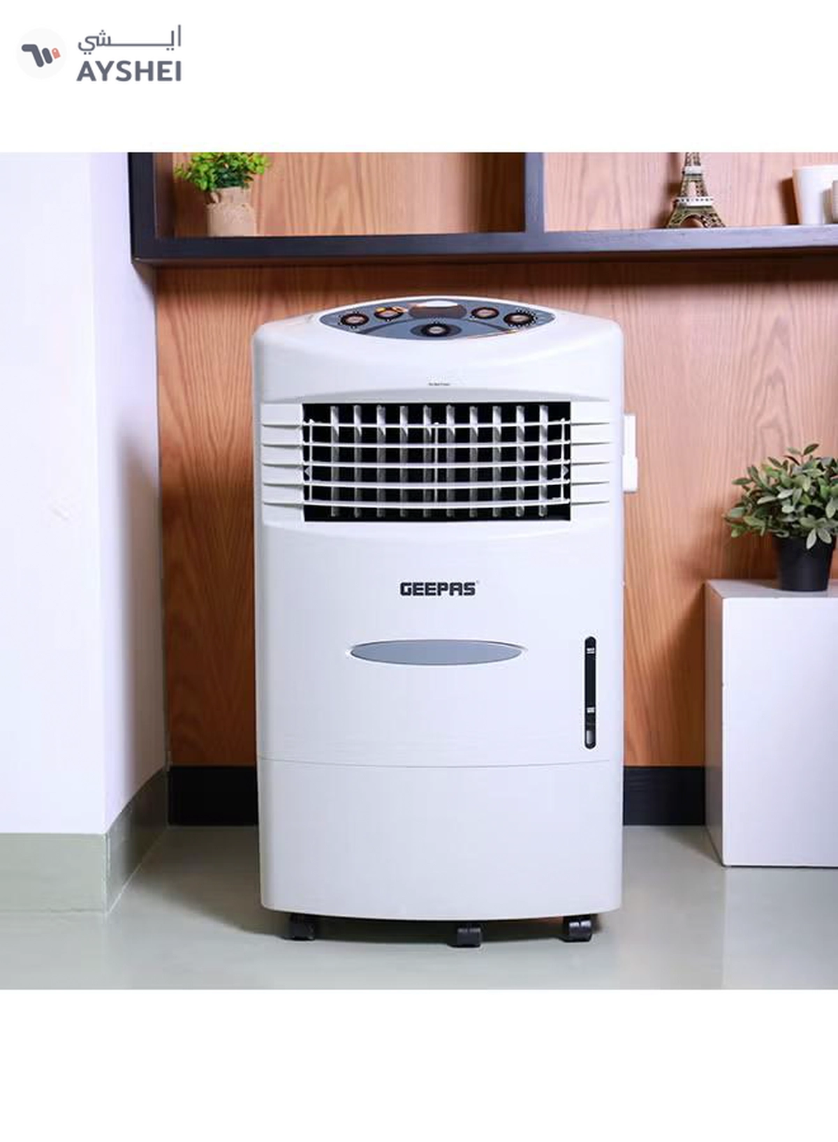 GEEPAS Air Cooler,45L Tank And Ice Compartment,Portable Ergonomic Design With 3 Wind Speed|LED Control Panel Remote 250 W GAC9495 White, Black-1-1