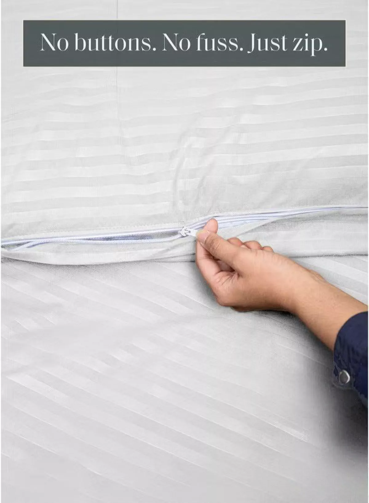 Premium Striped Duvet Set All Season – 6-Pieces set White | King Size 220x240 cm | Ultra-Soft, Wrinkle-Resistant & Made in Dubai | Includes Duvet Cover, Fitted Sheet ( 200x200 cm ) & 4 Pillow Covers ( 50x70 cm )-5-5