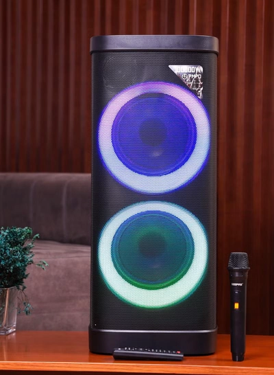 GEEPAS Rechargeable Professional Speaker| RGB Light, USB Input, TF, TWS, FM Radio, UHF Microphone, Bluetooth| 100000W PMPO Speakers Unit, with Remote Control | Perfect for Parties, Events, Home Entertainment| 2 Years Warranty GMS11191N-5