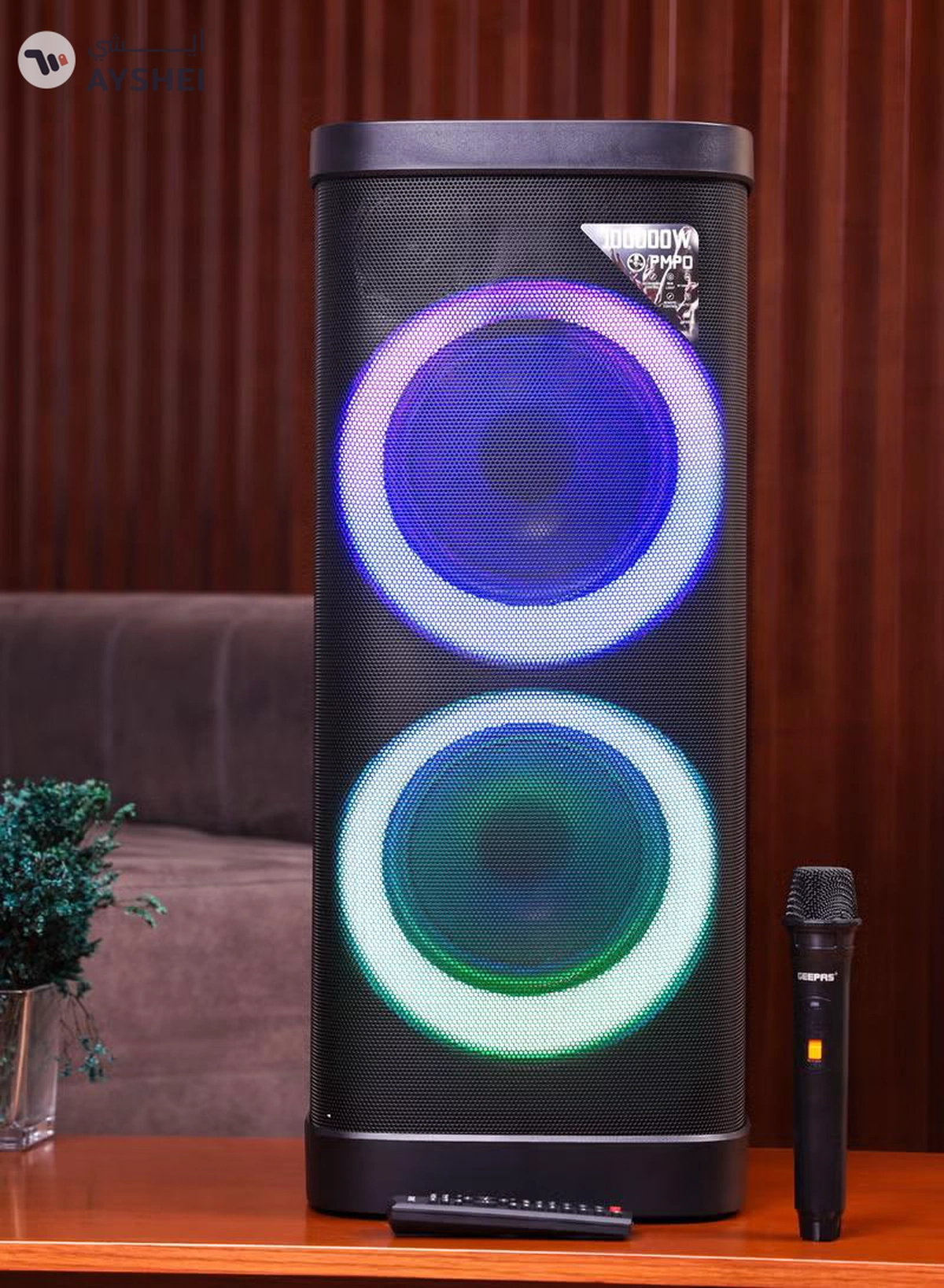 GEEPAS Rechargeable Professional Speaker| RGB Light, USB Input, TF, TWS, FM Radio, UHF Microphone, Bluetooth| 100000W PMPO Speakers Unit, with Remote Control | Perfect for Parties, Events, Home Entertainment| 2 Years Warranty GMS11191N-5-5