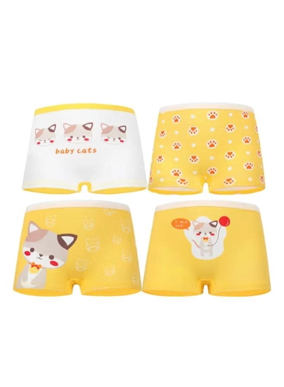 Babyqlo 4 Pack Baby Cats Printed Boxer Multicolour-0