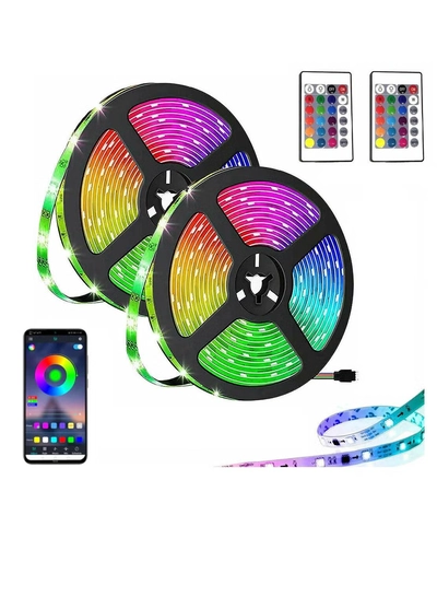 Yuwell 2 Pcs 5M Smart LED Strip Light RGB App And Remote Control Colorful Rope Lighting 10M For Home Decor Kitchen Bedroom Hotel Outdoor Bar Garden And Desktop Decoration Smart TV LED Backlights-0
