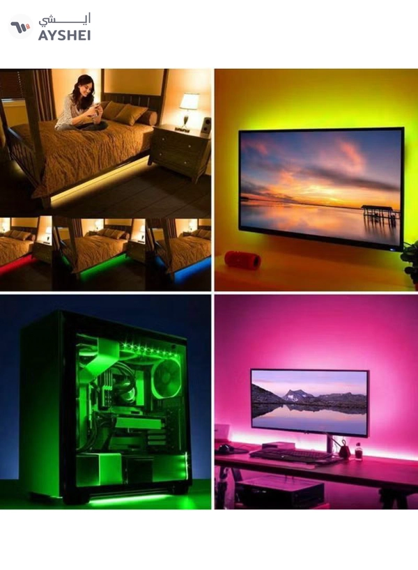 Yuwell 2 Pcs 5M Smart LED Strip Light RGB App And Remote Control Colorful Rope Lighting 10M For Home Decor Kitchen Bedroom Hotel Outdoor Bar Garden And Desktop Decoration Smart TV LED Backlights