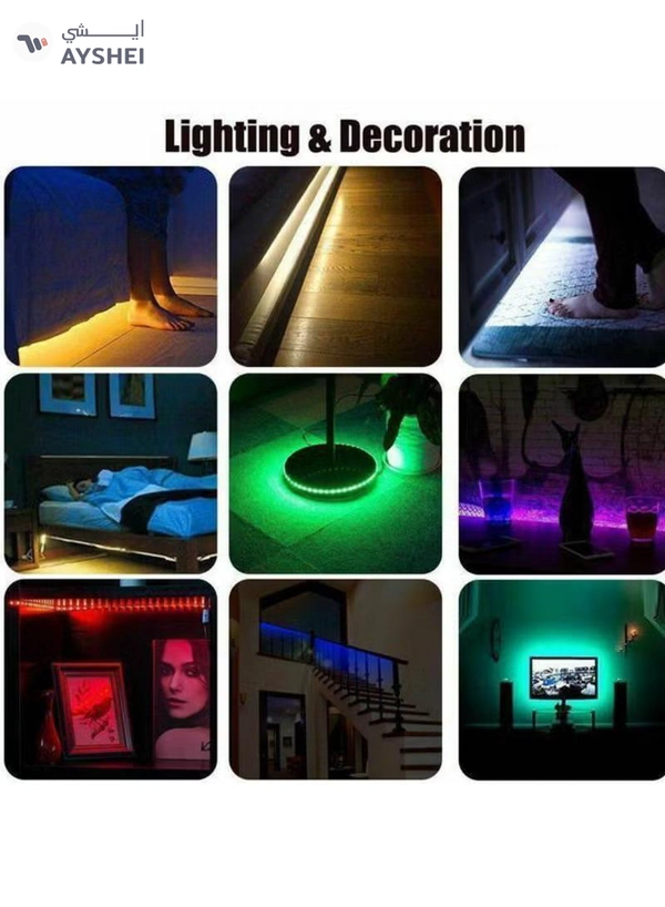 Yuwell 2 Pcs 5M Smart LED Strip Light RGB App And Remote Control Colorful Rope Lighting 10M For Home Decor Kitchen Bedroom Hotel Outdoor Bar Garden And Desktop Decoration Smart TV LED Backlights
