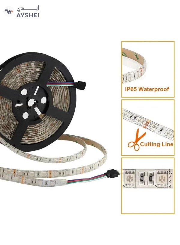 Yuwell 2 Pcs 5M Smart LED Strip Light RGB App And Remote Control Colorful Rope Lighting 10M For Home Decor Kitchen Bedroom Hotel Outdoor Bar Garden And Desktop Decoration Smart TV LED Backlights