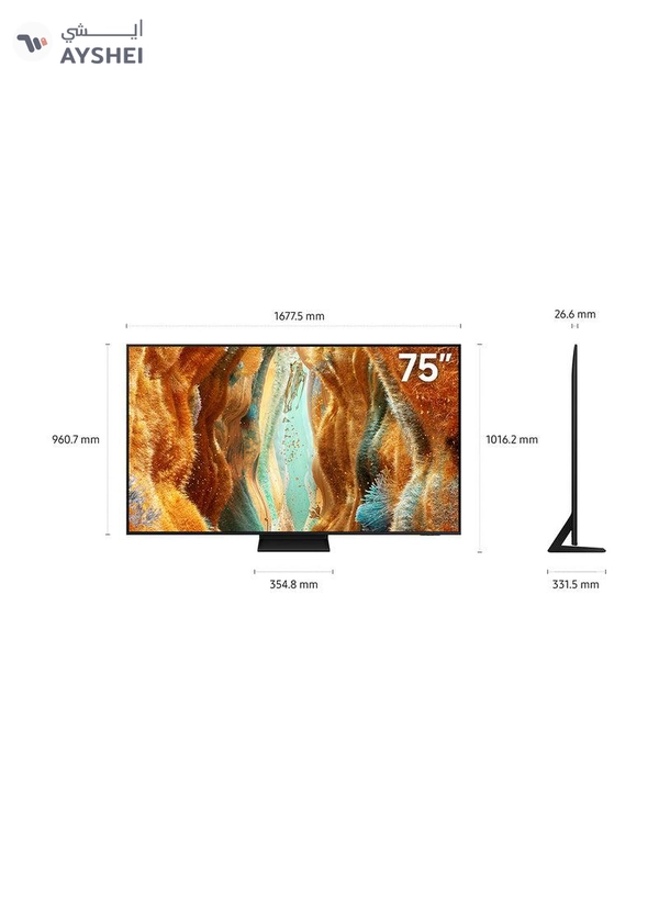 Samsung 75 Inch Neo QLED TV, QN70F, 4K, Mini LED, NQ4 AI Gen2 Processor, Quantum Matrix Technology Slim, Motion Xcelerator 144Hz,  Vision AI Smart TV, QA75QN70FAUXZN (2025 - UAE Version) QN70F BLACK