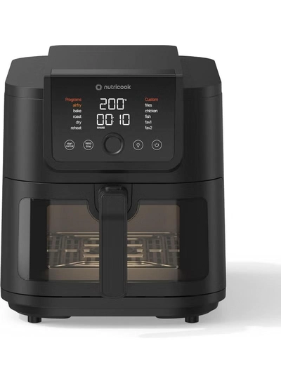 Nutricook Air Fryer Slim XXL 8L – Space-Saving Design with 10 Cooking Programs, Quiet 55dB Operation, Healthy Ceramic Coating, See-Through Window, Large Capacity, AFS330, 1700W, Black, 8 L 1700 W AFS330 black-0