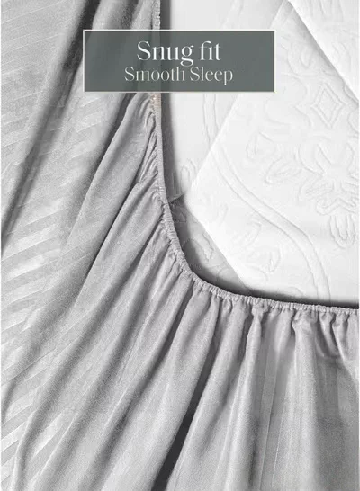 Premium Striped Duvet Set All Season – 6-Pieces Set Grey | King Size 220x240 cm | Ultra-Soft, Wrinkle-Resistant & Made in Dubai | Includes Duvet Cover, Fitted Sheet (200x200 cm) & 4 Pillowcases (50x70 cm)-5