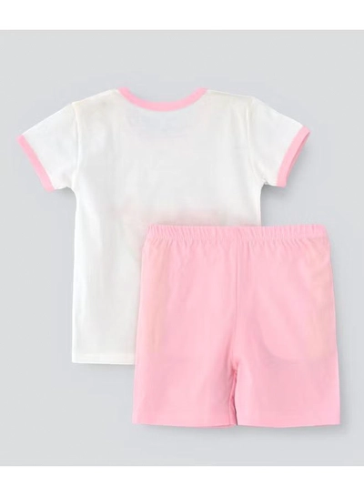 Babyqlo Printed T-Shirt And Shorts Set White/Pink-1