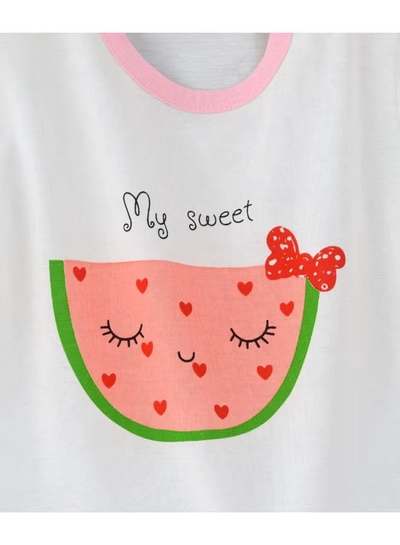 Babyqlo Printed T-Shirt And Shorts Set White/Pink-2