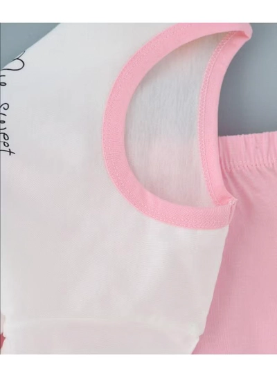 Babyqlo Printed T-Shirt And Shorts Set White/Pink-3