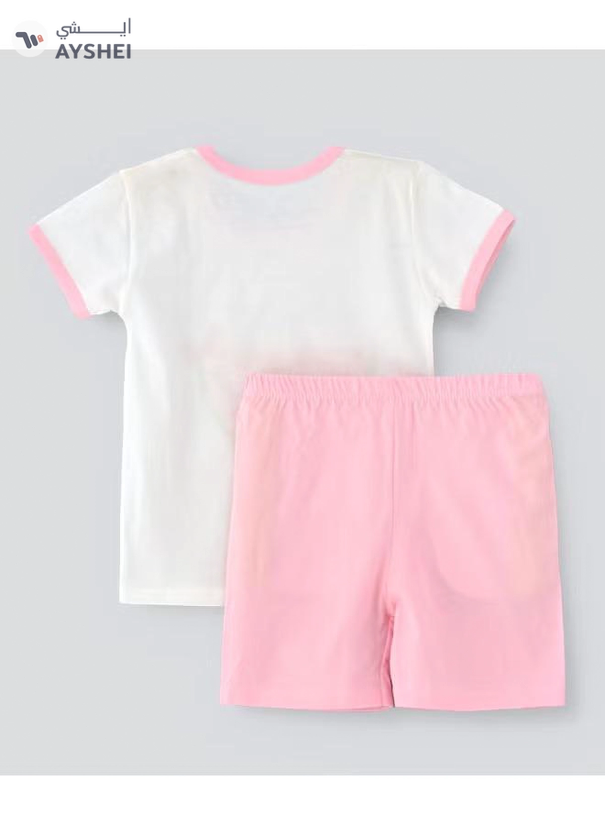 Babyqlo Printed T-Shirt And Shorts Set White/Pink-1-1