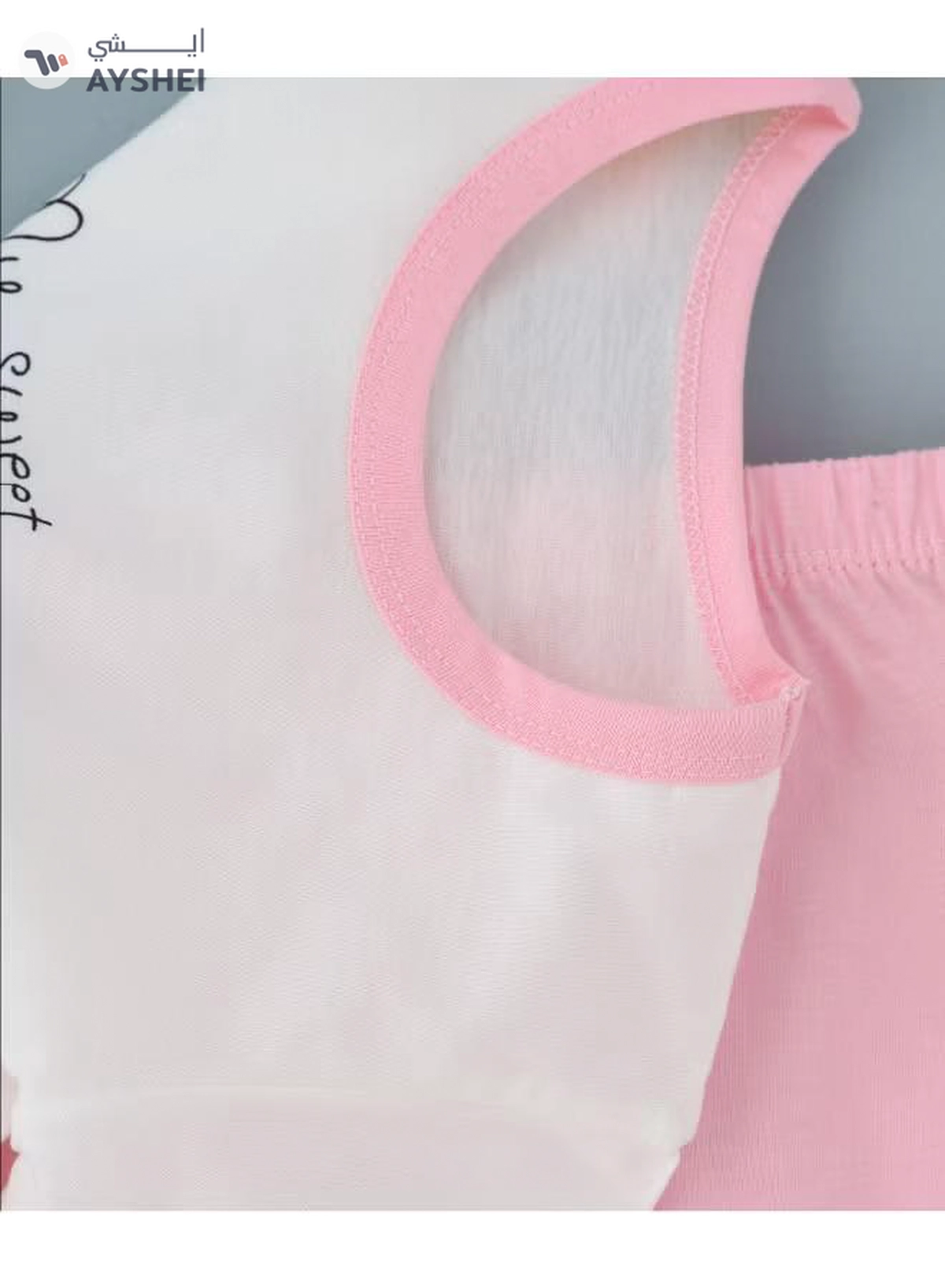 Babyqlo Printed T-Shirt And Shorts Set White/Pink-3-3