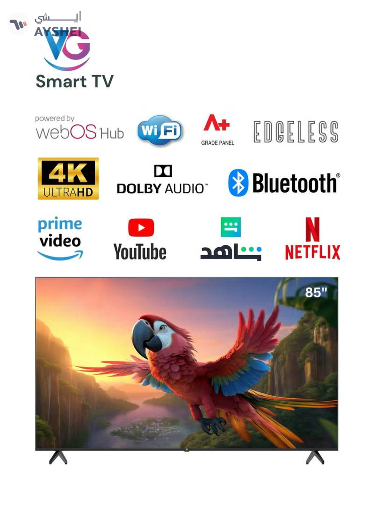 VG 85-Inch 4K UHD Smart LED TV - WebOS Hub, A+ Grade Panel, Dolby Audio, Magic Remote, Bluetooth, Apple AirPlay Compatibility - 2024-1-1