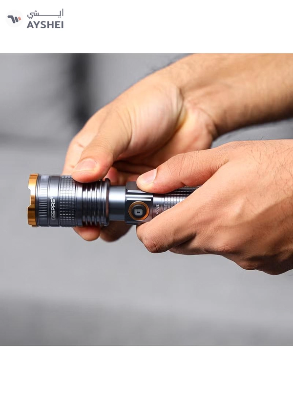 GEEPAS Zoomable 3 IN 1 Family Pack Rechargeable LED Flashlight| Aluminium Alloy Body | 15 W High Power LED | Type C Charging Li-ion 4000 mAh Battery| 6 Hrs working time GFL4658 Black 20cm