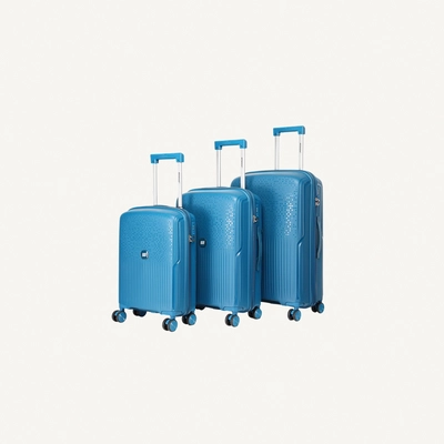 British Tourister 3 Piece Polypropylene Hard Side Spinner Luggage Trolley Set 20/24/28 Inch - Peacock Blue-0