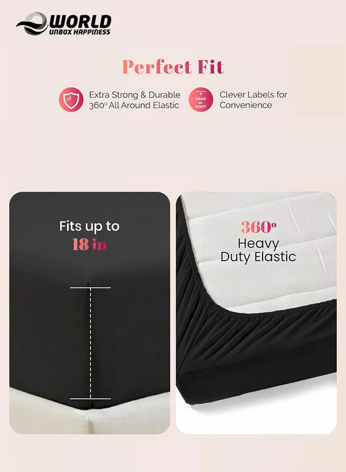 Black Microfiber Fitted Bedsheet with Deep Pocket for a Snug Fit, Breathable, Machine Washable for Optimal Protection, Available in King, Queen and Single Sizes, Without Pillow Cover-2-2