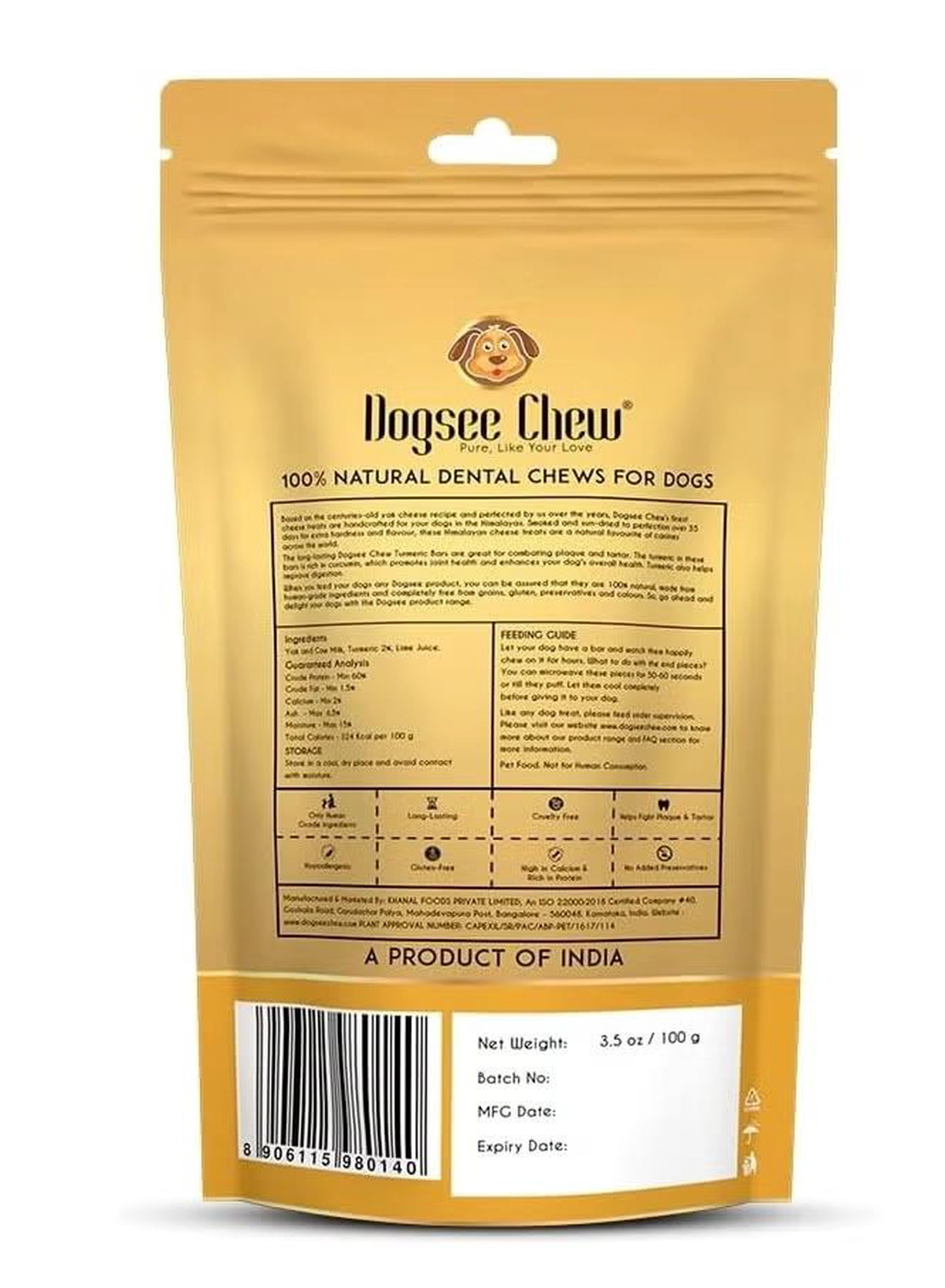 Dogsee Chew Dogsee Turmeric Small Bars: Long-Lasting Dental Chews for Small Dogs 100g-3-3