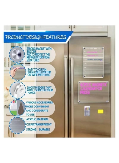 Eworld Clear Acrylic Weekly Meal Planner Board, Reusable Writing Memo for Refrigerator-2