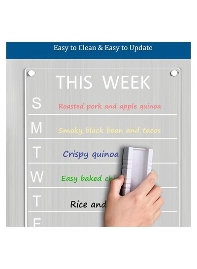 Eworld Clear Acrylic Weekly Meal Planner Board, Reusable Writing Memo for Refrigerator-4