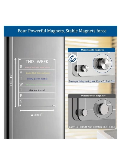 Eworld Clear Acrylic Weekly Meal Planner Board, Reusable Writing Memo for Refrigerator-5