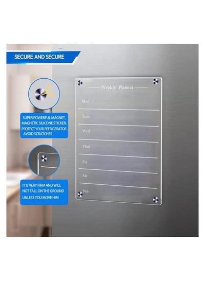 Eworld Clear Acrylic Weekly Meal Planner Board, Reusable Writing Memo for Refrigerator-7