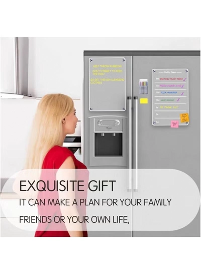 Eworld Clear Acrylic Weekly Meal Planner Board, Reusable Writing Memo for Refrigerator-8