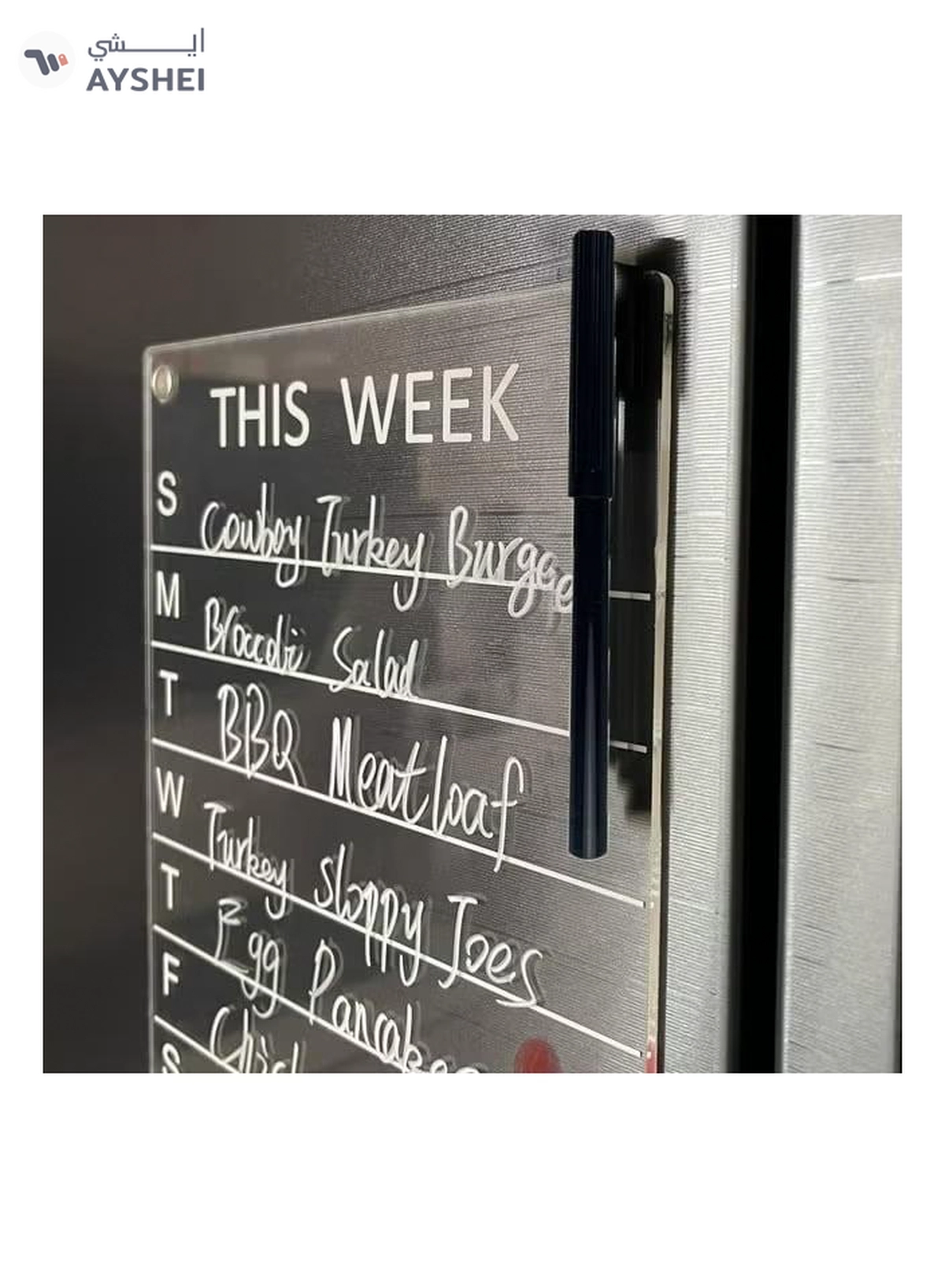 Eworld Clear Acrylic Weekly Meal Planner Board, Reusable Writing Memo for Refrigerator-1-1