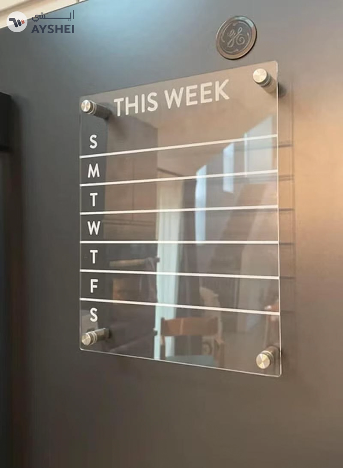 Eworld Clear Acrylic Weekly Meal Planner Board, Reusable Writing Memo for Refrigerator-6-6
