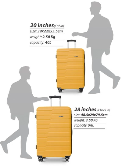 PARAJOHN Beta Cabin Size Lightweigh ABS Hardside Spinner Luggage Trolley -20 Inch | Carrying 10KG 4-Wheel Hardshell Suitcase-Yellow-1