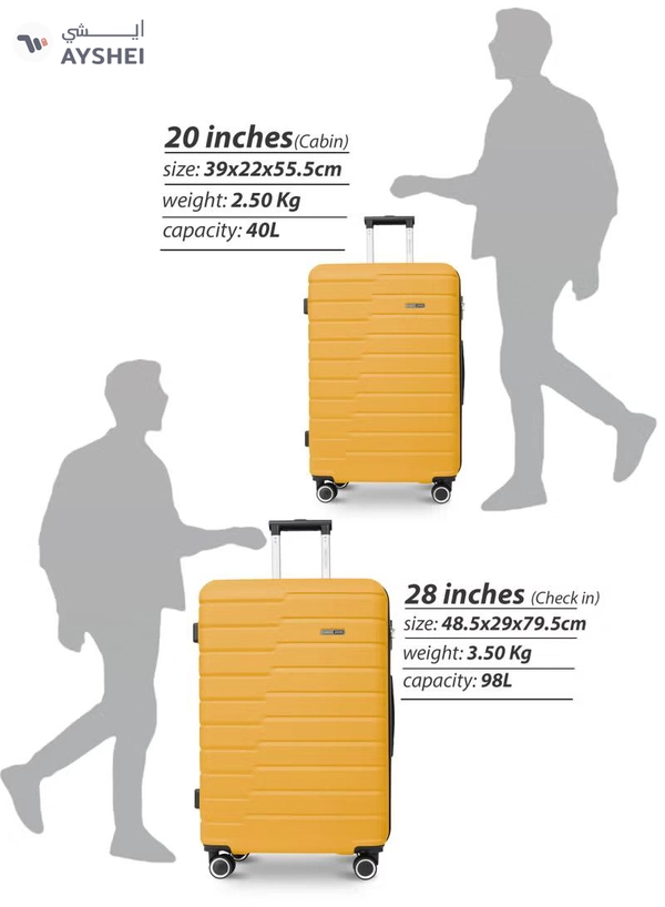 PARAJOHN Beta Cabin Size Lightweigh ABS Hardside Spinner Luggage Trolley -20 Inch | Carrying 10KG 4-Wheel Hardshell Suitcase-Yellow