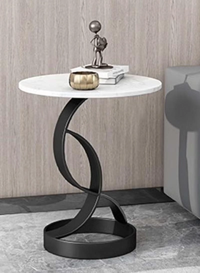 DubaiGallery Sofa Side End Table, Light Luxury Side Table Simple Corner Table Bedside Cabinet Metal Frame C Shaped Table for Sofa Bed Living Room Bedroom-2