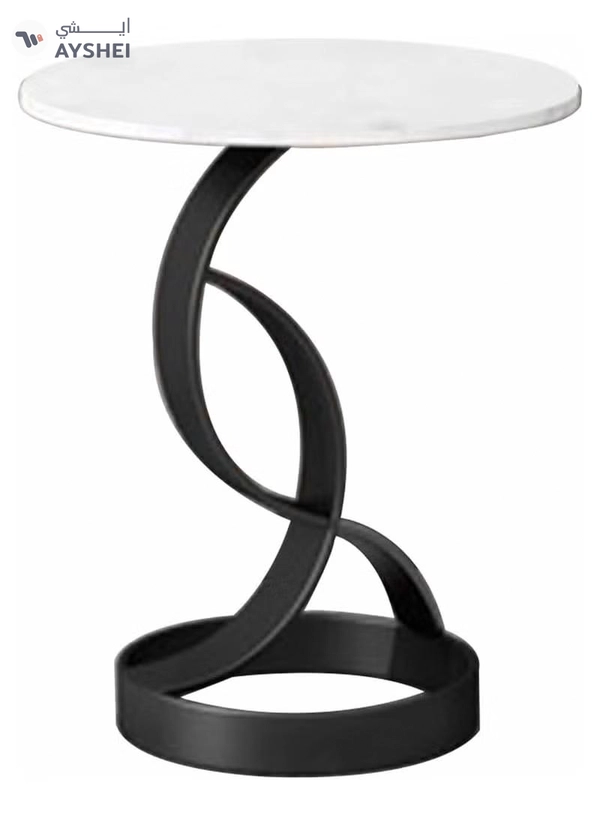 DubaiGallery Sofa Side End Table, Light Luxury Side Table Simple Corner Table Bedside Cabinet Metal Frame C Shaped Table for Sofa Bed Living Room Bedroom
