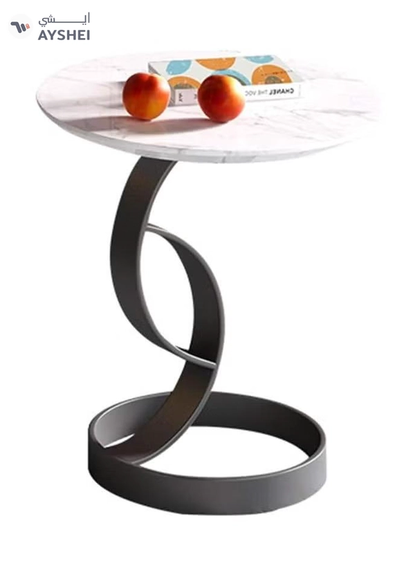 DubaiGallery Sofa Side End Table, Light Luxury Side Table Simple Corner Table Bedside Cabinet Metal Frame C Shaped Table for Sofa Bed Living Room Bedroom