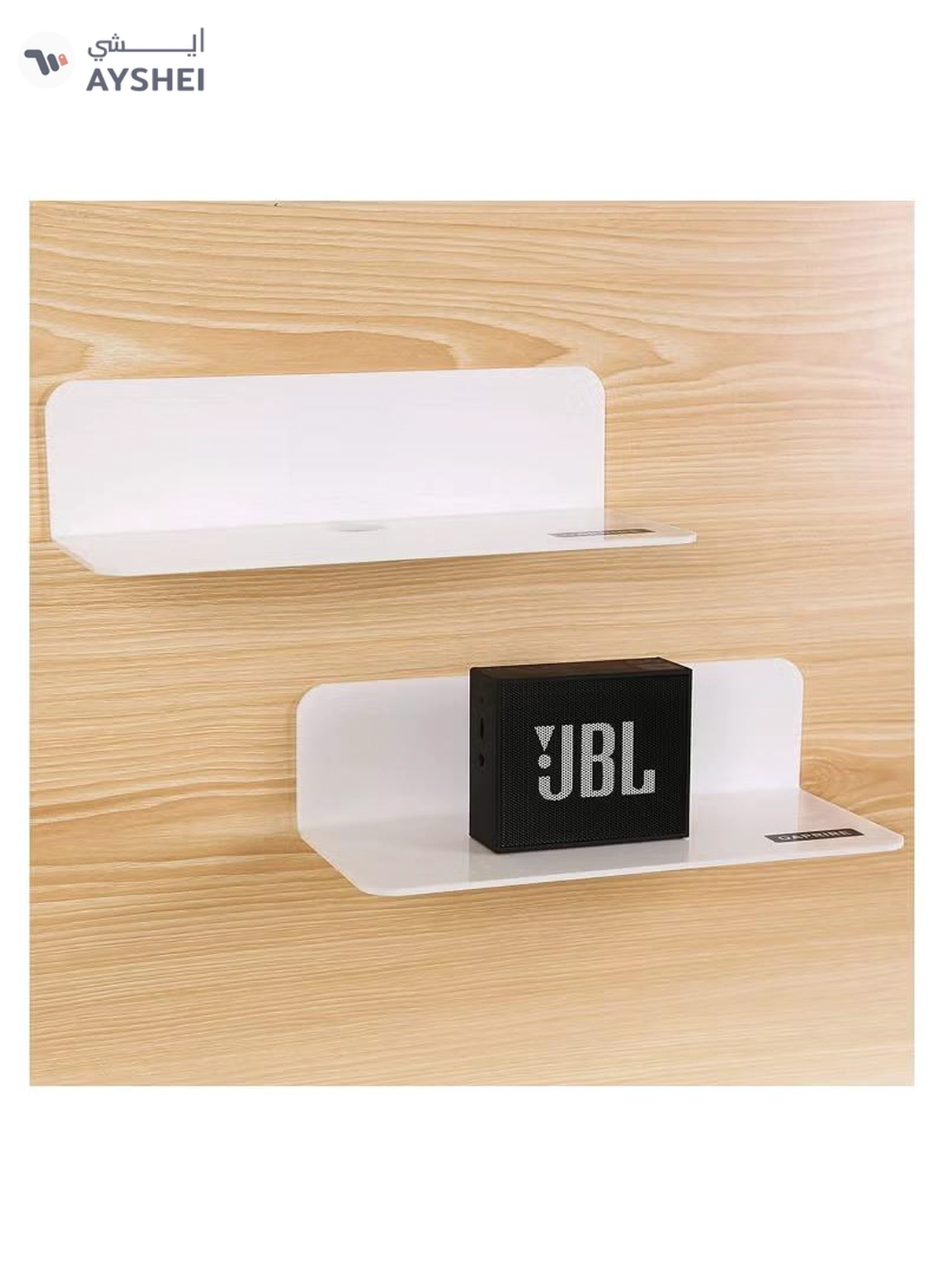 Eworld Pack of 2 Clear Acrylic Floating Wall Shelves for jewelry and Decorative stuff-2-2