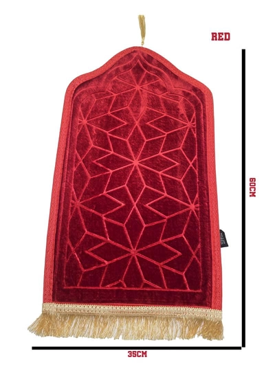 Yuwell Kids Prayer Mat Embossed Prayer Mat Anti-Slip Velvet Top Islamic Prayer Mat Sajadah Mat Prayer Rug Salah Mat For Kids Eid Gifts And Ramadan Gifts 60X35CM Red-1